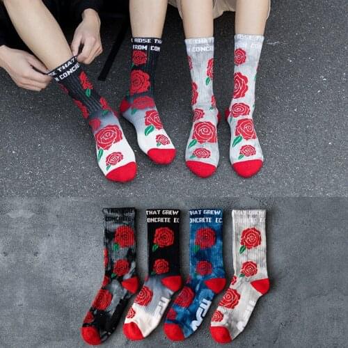 High Quality Autumn and Winter Tie-dye Terry Socks Street Personality Socks Couple Sports Tube Female Socks Skateboard Men Socks