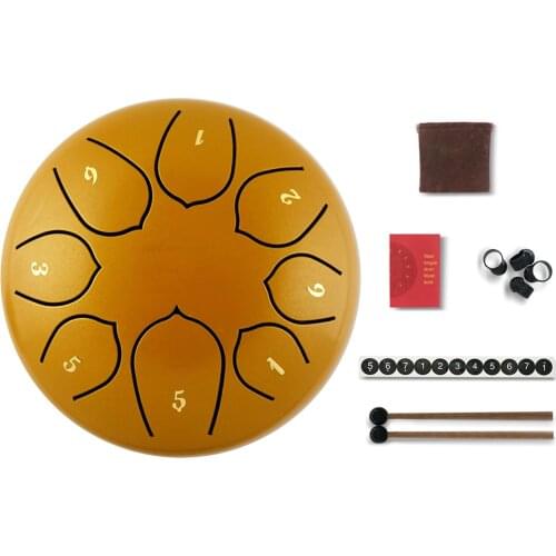 Tongue Drum 6 Inch Steel Tongue Drum Set 8 Tune Hand Pan Drum Tank Sticks Carrying Bag Percussion Instruments Accessories