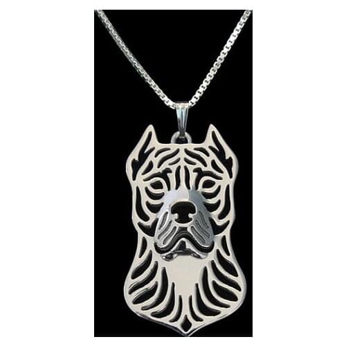 Perro de presa canario (cropped ears) pendant necklace women gold silver plated Simple abstract animal jewelry