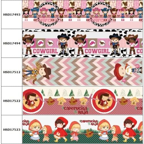 10yard Cartoon Cow Girl Grosgrain Ribbon Accessory Hairbow Headwear Decoration DIY Wholesale OEM 38MM 75MM