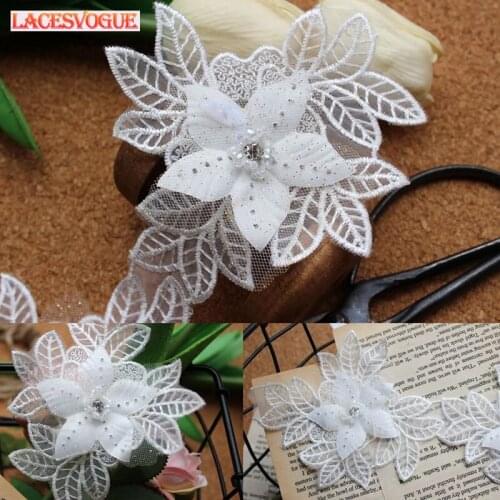 20PCS 10cm Embroidery flower Beaded lace applique Handmade DIY Patches accessories Patchwork Needlework sewing Cloth paste 719