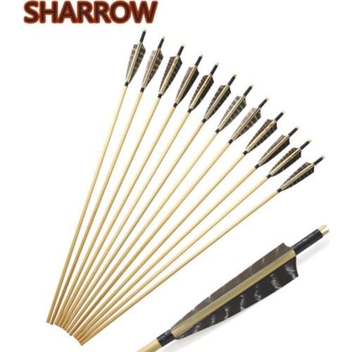 6/12Pcs 31" Archery Handmade Wooden Arrows 5" Turkey Feather Arrows DIY Toold For Bow Outdoor Training Shooting Accessories