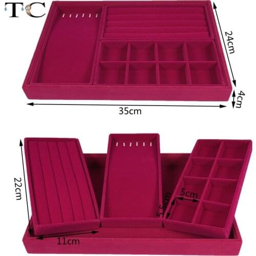 Velvet Jewelry Display Props Ring Display Tray Necklace Bracelet Pendant Storage Tray Rose Red
