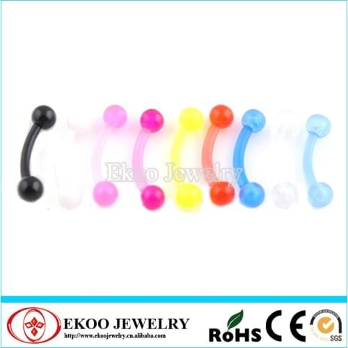 Bio Flexible Eyebrow Curve with UV Ball Eyebrow Ring Lot of 100pcs Body Jewelry