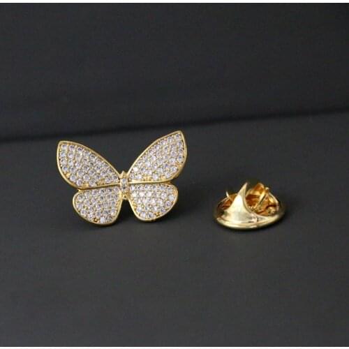 Elegant Cute Gold Color Full Zircon Butterfly Shape Brooch Pin Scarf Accessories Jewelry Anti-glare Zircon Clothes Fixed Pin