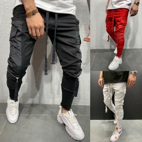 New Fashion Elasticated Mens Pants Autumn Winter Outdoor Elastic Tracksuit Sport Gym Jogging Joggers Sweat Pants Male Boy Pants