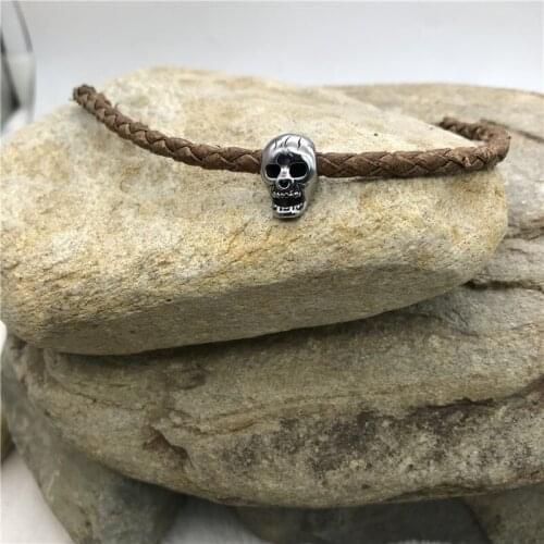 5mm Hole 316l Stainless Steel Skull Head European Big Hole Charms Beads Skeleton Beads for Men Bracelet DIY Jewelry Making