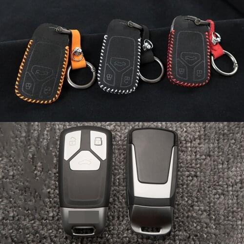 Turn Fur Car Key Case Remote Smart Key Case Key Fob Holder Cover Trim For Audi A4 A5 B9 8W Q7 4M TT TTS RS 8S Coupe 2017-2021