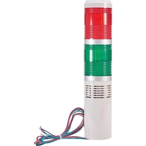Red Green Two Color Layers Warning Lights DC12V Signal Tower Light with Buzzer Alarm Sound