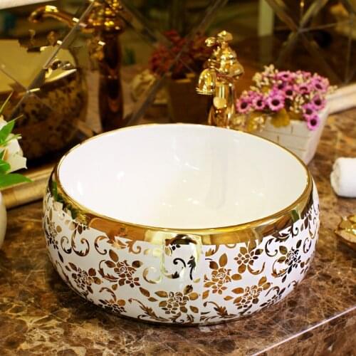 Europe Vintage Style Art wash basin Ceramic Counter Top Wash Basin Bathroom Sinks bathroom countertop sink