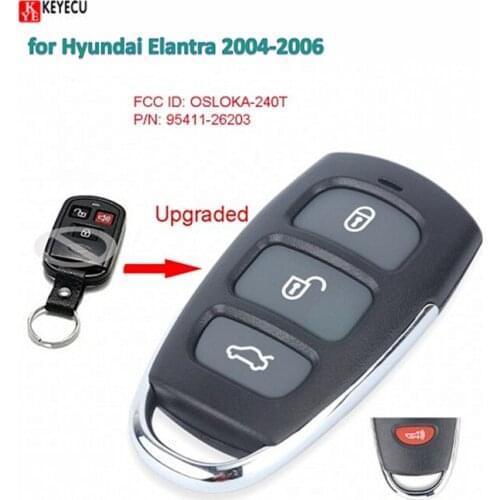 Keyecu Smart DIY Upgraded Remote Car Key Control Fob for Hyundai Elantra 2004-2006 FCC ID: OSLOKA-240T, P/N: 95411-26203