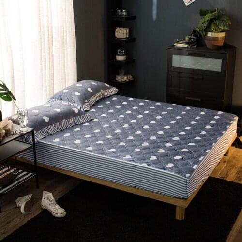 100% cotton bed sheets High quality Cartoon rabbit bedding set green Flowers fitted sheet Clouds lattice Elastic band bed set