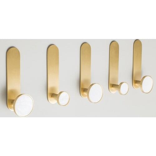 Nordic creative design brass decoration nail free hook hole free toilet hook porch door clothes hook