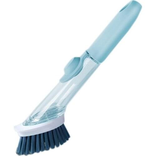 Kitchen Long Handle Cleaning Brush Kitchen Brush Pot with Removable Brush Sponge Dispenser Dishwashing Brush