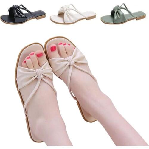 2021 Summer New Slippers Fashion Bow Outer Wear Beach Slippers