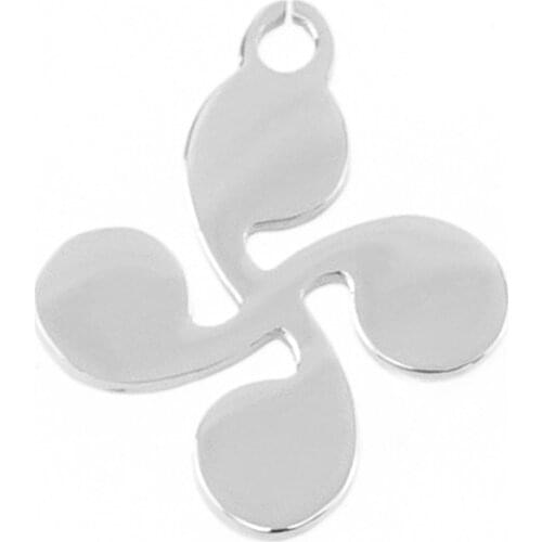 Tiny charms lauburu four commaPendant Basque cross high polish stainless steel Necklace bracelet Pendant 10pcs