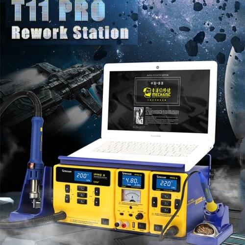 MECHANIC T11 Pro 4 in1 SMD Rework Tools 65W High power soldering station 3A 15V DC Power supply 1000W Hot Air Gun Multimeter