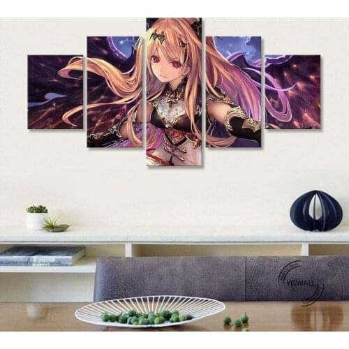 Rage of Bahamut Dark Angel Prints Pictures Home Wall Art Poster 5 Panel Painting On Canvas Modern Living Room Decorative