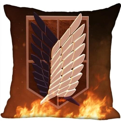 Custom Anime Pillow Cases Attack On Titan Square Pillowcase Christmas Zippered Pillow Cover 40*40cm,45*45cm(One Side)