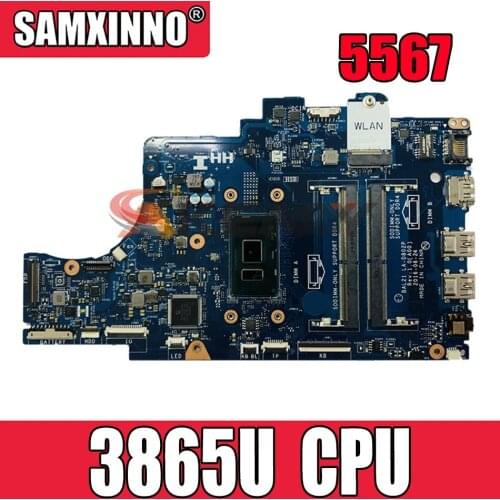 Original Laptop motherboard For DELL Inspiron 5567 Core Celeron 3865U Mainboard BAL21 LA-D802P CN-05KTY0 05KTY0 SR349 DDR4