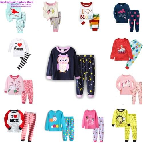 Girl Pajamas Autumn Baby Pajamas Childrens Sleepwear Girl Sets Animal Cartoon Girl Homewear Pajama Sets from 2 to 7 Years