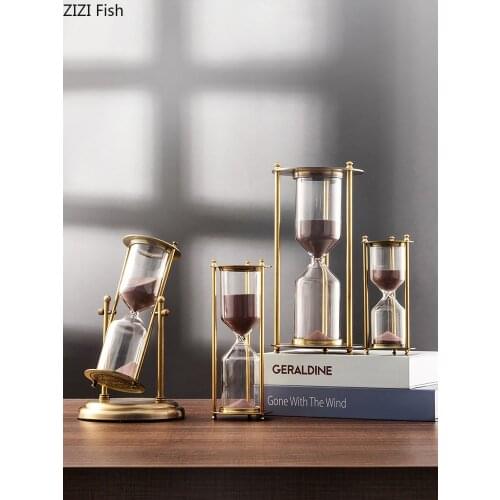 Purple Sand Sandglass Simple Metal Hourglass Desk Decoration Ornaments 15/30/60 Minute Countdown Timer Home Decor Modern