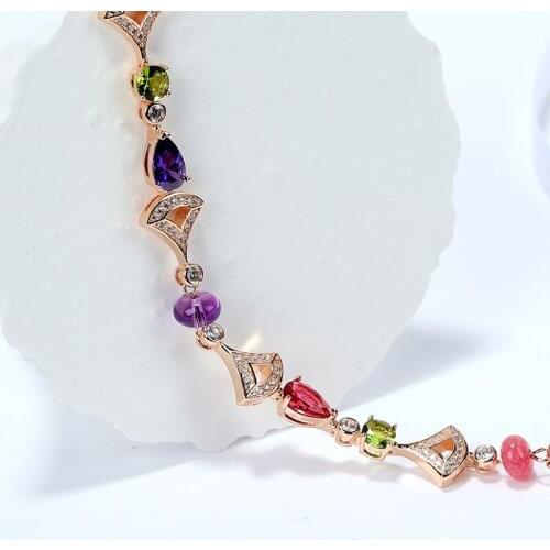 Multi color cubic zircon romantic stone jewelry geometric bracelet for women