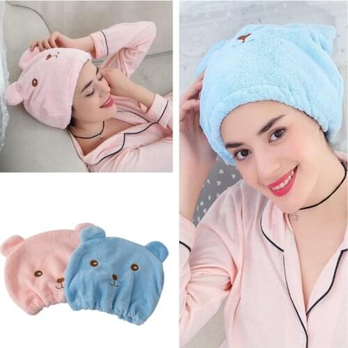 1Pcs Cute Cartoon Microfiber Hair Turban Shower Cap Quickly Dry Hair Shower Hat Soft Hair Wrap Bath Towel Bathroom Accessories