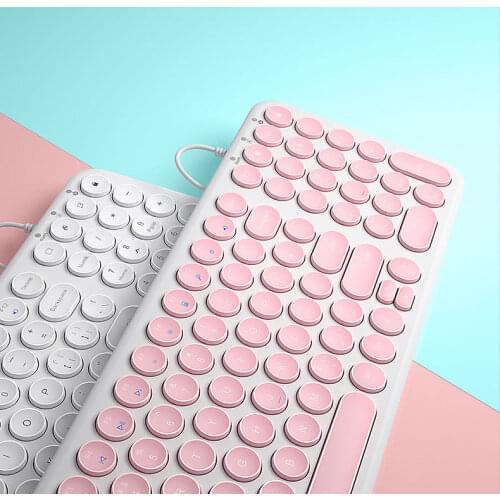 Quiet Keyboard Round Key Notebook Computer Desktop Universal Thin Wired Keyboard for Win10 / 7 / 8 / 2000 / XP / Mac
