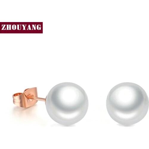 Top Quality ZYE240 Simulated-peart Earring Rose Gold Color Stud Earrings Jewelry Austrian Crystal