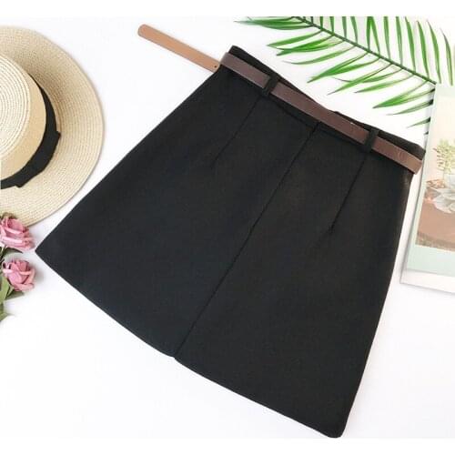 2021 Spring New Arrival Vintage Temperament High Waist A-line Office Skirts Womens With Belt Woolen Mini Skirt Short skirt dress