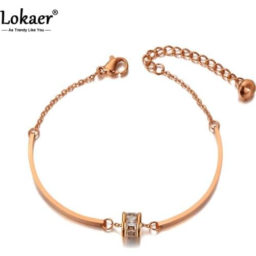 Lokaer Original Design Fashion Stainless Steel CZ Crystal Charm Bracelets For Women Bohemia Chain & Link Bracelet Jewelry B20096