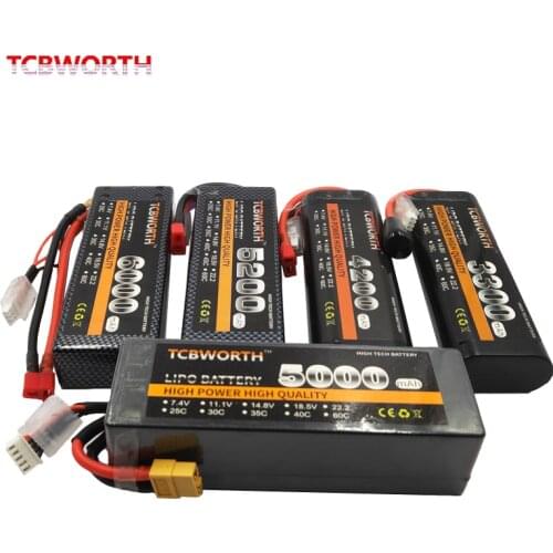 Hard Case Batteries 2S 7.4V 4S 14.8V 3300mAh 4200mAh 5000mAh 5200mAh 6000mAh 60C RC LiPo Battery For RC Car Truck Monsters