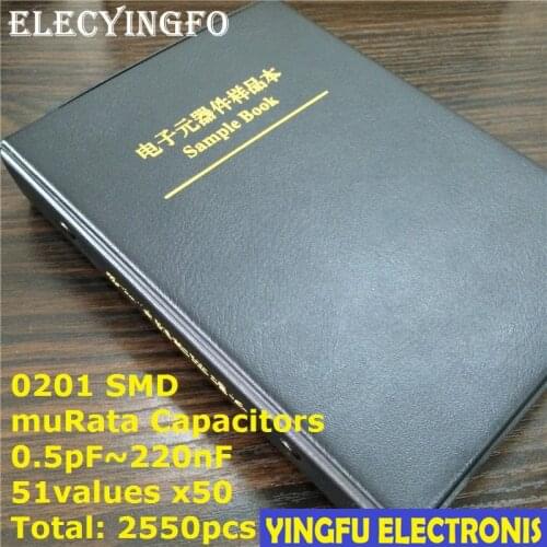 0201 Japan muRata GRM033 series SMD Capacitor Sample book Assorted Kit 51valuesx50pcs=2550pcs (0.5pF to 220nF)