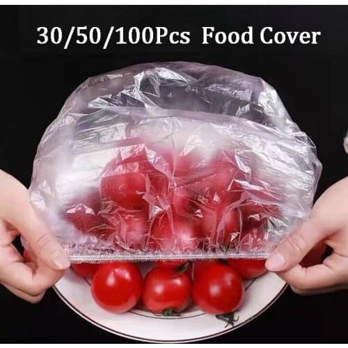 100Pcs Disposable Food Cover Plastic Wrap Elastic Food Lids Refrigerator Preservative Bowl Cover Dust-Proof Freezer Bags