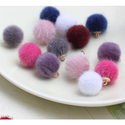 40pcs Imitation Mink Furry Plush Balls Pendant DIY Craft Supplies Earrings Ornaments Hair Accessories Color Pompoms Materials