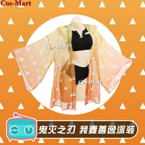 Anime Demon Slayer:Kimetsu No Yaiba Agatsuma Zenitsu Cosplay Costume Sexy Bikini Swimsuit Activity Party Role Play Clothing S-XL