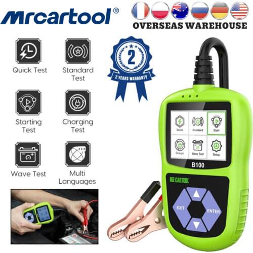 MR CARTOOL B100 Car Battery Load Tester 12V 20-2000CCA Car Charging Cranking Test Scanner Analyzer Tool For Vehicle Motorcycle