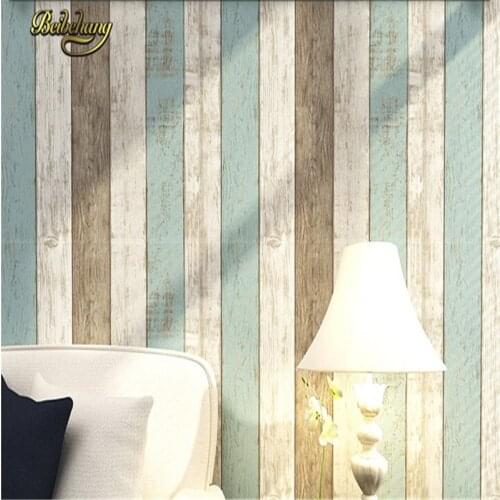 Beibehang Mediterranean blue stripe PVC Vinyl Wood Panel papel de parede 3d Wallpaper for walls 3 d Wall paper roll Home Decor