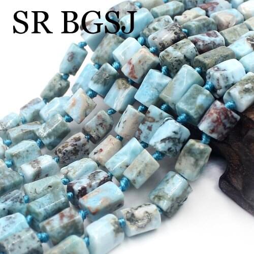 Free Ship 8x10mm Natural Larimar Column Tube Faceted Stone Jewelry Making Wholesale Gems Beads Strand 15"