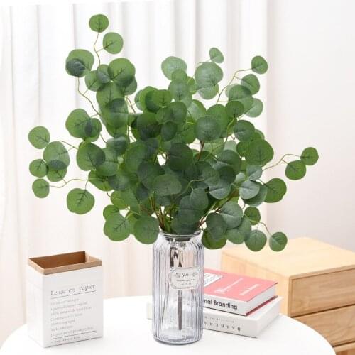 Eucalyptus Bunch Artificial Flowers Fake Plant Green Leaves Home Decoration Garden DIY Plant Wall Indoor Vine Desk Decor 1PC
