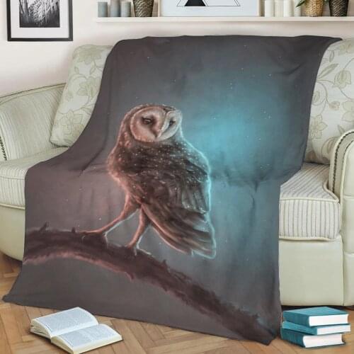 Barn Owl Flannel Throw Blanket 3D Printed Keep Warm Sofa Child Blanket Home Decor Textiles Dream Family Gift