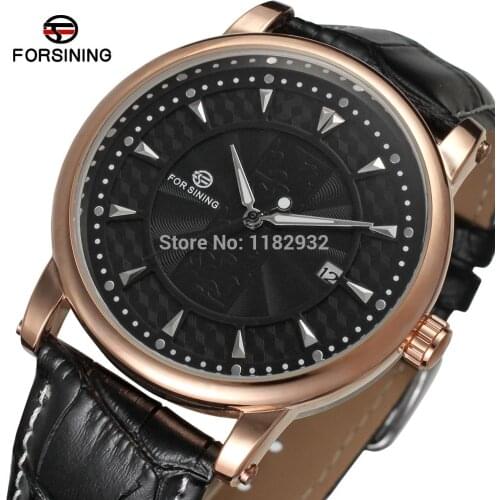 FSG8051M3R2 Winner best price new Automatic men rose gold dress wristwatch factory black leather strap shipping free