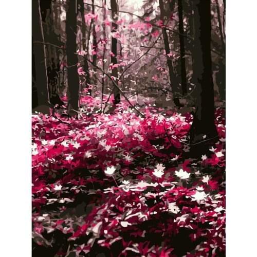 Painting By Numbers DIY Dropshipping 50x65 60x75cm Pink Forest romantic Scenery Handmade Gift For Adult Unique Gift Home Decor