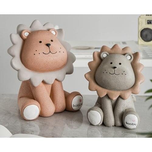 Resin Lion Big Piggy Bank Coin Cash Bank Container Cartoon Lion Money Saving Box Coin Piggy Bank for Paper Money Bank for Kid
