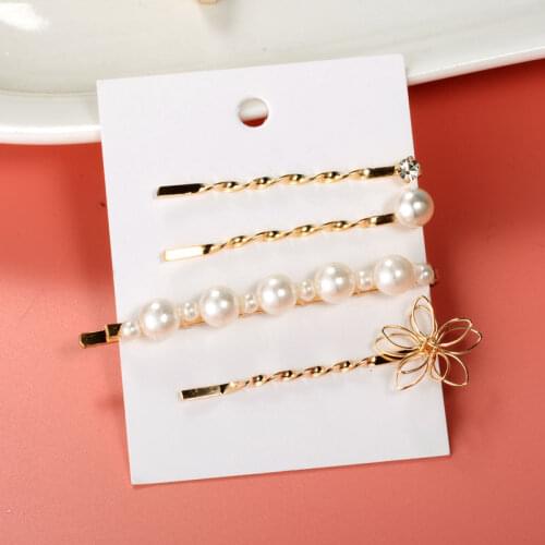 Hot Sale 2020 Women Barrettes Set Pearl Hair Clip Pins Gold Headwear Wedding for Girl Gift Ornament Fashion Jewelry Accessories