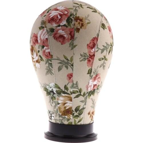 Mannequin Model Cork Head Canvas Block Wig Making Display Holder Stand with Mount Hole 24 Inch