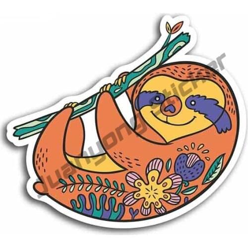 Cute Funny Lazy Sloth Funny Car Stickers Camper RV VAN Fine Vinyl Decal Sunscreen Scratch-Proof Exterior Accessories PVC13x12cm