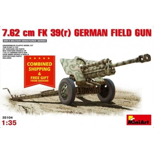 Miniart 35104 - 1/35 39(R) German Field Gun WWII Plastic Model Kit 7,62cm F.K