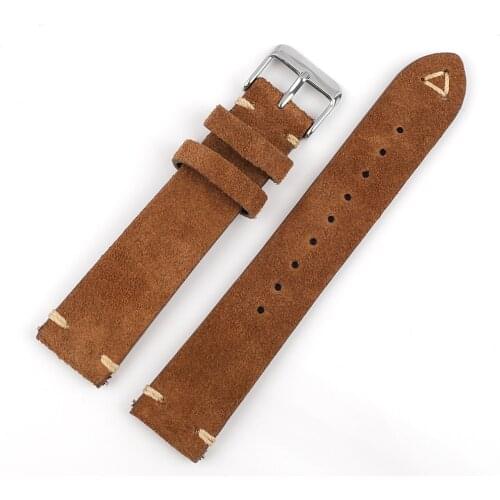 Soft Leather Suede Watch Strap 18mm 19mm 20mm 22mm Watchband Yellow Brown Quick Release Spring Bar Watch Accessories Belt